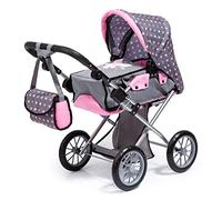 Bayer Design- 13666AA, City Star Carrozzina per Bambole, Colore Rosa, Grigio, Nero