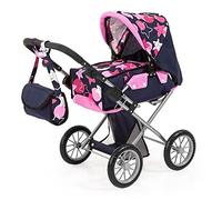 Bayer Design 13669AA City Star, carrozzina per bambole con borsa, pieghevole, colori grigio, rosa con farfalla