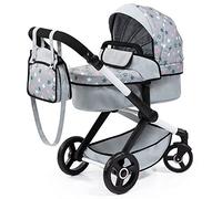 Bayer Design 17007AA Passeggino per bambole Xeo, carrozzina, manubrio regolabile in altezza e girevole, convertibile, borsa