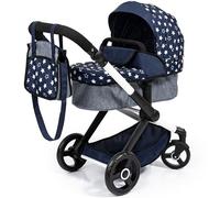 Bayer Design 17015AA Passeggino per bambole Xeo, carrozzina, manubrio regolabile in altezza e girevole, convertibile, borsa