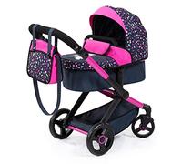 Bayer Design 17080AA Passeggino per bambole Xeo, carrozzina, manubrio regolabile in altezza e girevole, convertibile, borsa