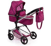 Bayer Design-18467AA Neo Vario Fata Carrozzina per Bambole, A Pois, Colore Rosso, Rosa, 52 cm, 18467AA
