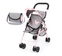 Bayer Design 21533AD Passeggino per bambole, borsa, doppie ruote, cintura di sicurezza, cestino integrato, in metallo, pieghevole