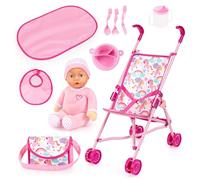 Bayer Design 30585AB passeggino pieghevole per bambole, bambola, borsa, accessori, fasciatoio