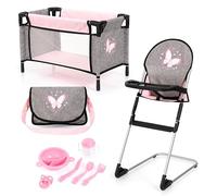 Bayer Design 61733AB Seggiolone per bambole, letto, borsa, arco da gioco, set di accessori giochi di ruolo, dai 3 anni in su