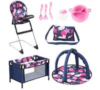 Bayer Design 61769AB Seggiolone e accessori per bambole, stelle, blu, rosa | accessori in plastica, gabinetto del gioco, per bambini dai 3 anni