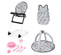 Bayer Design 63207AC Seggiolone per bambole, arco giochi, sacco a pelo per bambole e accessori per giochi di ruolo dei bambini, set da gioco dai 3+ anni