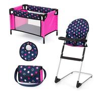 Bayer Design 63216AB Seggiolone per bambole, letto, borsa, pettorina, accessori per bambole per i giochi di ruolo dei bambini - dai 3+ anni
