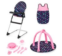 Bayer Design 63216AC Seggiolone per bambole, arco giochi, sacco a pelo per bambole e accessori per giochi di ruolo dei bambini, set da gioco dai 3+ anni