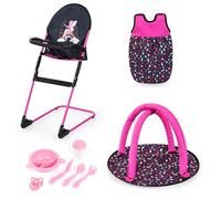 Bayer Design 63280AC Seggiolone per bambole, arco giochi, sacco a pelo per bambole e accessori per giochi di ruolo dei bambini, set da gioco dai 3+ anni