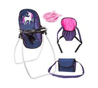 Bayer Design- 63654AB seggiolino per bambole, porta per bambole, borsa, plastica stoviglie, accessori bambole