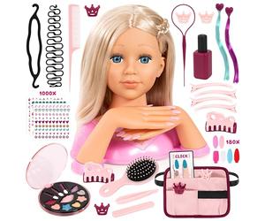 Bayer Design 90090AA Charlene Magic Nails Testa per Lo Styling e Il Make-up con Mani e Unghie, Trucco, Accessori per Capelli, Adesivi, 30 cm