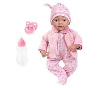 Bayer Design 93363AF Bambola neonato 33 cm, 24 suoni del bambino, con ciuccio, biberon e altri accessori