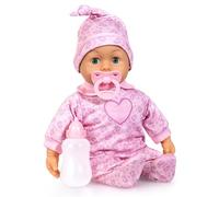 Bayer Design 93824CO Bambola interattiva, parlante, corpo morbido, con ciuccio, biberon, 38 cm