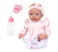 Bayer Design 93827AE Bambola neonato 33 cm, 24 suoni del bambino, con ciuccio, biberon e altri accessori