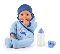 Bayer Design 94683AA - Bambolotto di 46cm Hello Baby Boy, con suoni, include ciuccio e biberon, muove la bocca