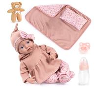 Bayer Design Bambola 38 cm, ciuccio, biberon, cuscino, copertina, peluche | Bambola reborn, neonata, come vere, corpo morbido, realizzata con cura nei dettagli, con accessori, per i giochi di ruolo