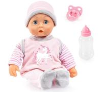Bayer Design Bambola interattiva 38 cm, parlante, con ciuccio, biberon | morbida, da coccolare, con suoni, occhi che si chiudono, accessori per i giochi di ruolo dei bambini