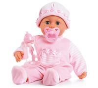 Bayer Design Bambola interattiva 38 cm, parlante, con ciuccio, biberon | morbida, da coccolare, con suoni, occhi che si chiudono, accessori per i giochi di ruolo dei bambini