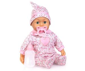Bayer Design Bambola interattiva 38 cm, parlante, con ciuccio, biberon | morbida, da coccolare, con suoni, occhi che si chiudono, accessori per i giochi di ruolo dei bambini