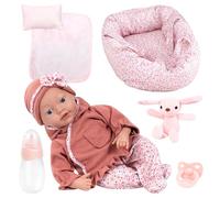 Bayer Design 93827AP Bambola Reborn, reale, neonata, come vere, 38 cm, marsupio porta bebè, peluche, ciuccio, biberon, cuscino, copertina - per ragazze e ragazzi