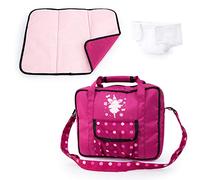 Bayer Design 69267AB accessori per bambole, borsa, fasciatoio portatile, pannolino, rosa, bordeaux, fata
