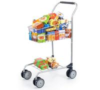 Bayer Design 75000AA - Carrello della Spesa di Metallo per Bambini compreso Un assortimento di 60 Pezzi da Negozio