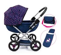 Bayer Design Design-12754AA 12754AA Carrozzina per Bambole Cosy, Pieghevole, con Borsa, Cuscino e Coperta, Colore Blu, Rosa, Unicornio, 46 cm