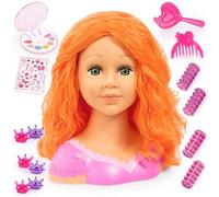 Bayer Design Design-90088BO Testa da truccare e pettinare Charlene Super Model con Accessori, 27 cm, capelli rossi/arancioni