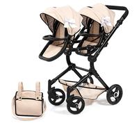 Bayer Design 26275AA carrozzina gemellare per bambole Twin Neo con borsa, passeggino doppia, regolabile in altezza, pieghevole
