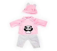Bayer Design- Vestiti Bambole 33-38cm, Pantaloni, Top e Cappellino, Set, Completo con Panda, Colore Rosa, Bianco e Nero punteggiato, 83884AA