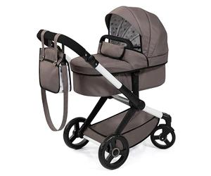 Bayer - Dolls Pram Xeo (17086AB) | Carrozzina per bambole con manico regolabile in altezza e girevole, trasformabile