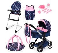 Bayer - Dolls pram Xeo deluxe set (17016AD) | Carrozzina per bambole con sacco nanna, tappetino da gioco e accessori in plastica