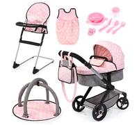 Bayer - Dolls pram Xeo deluxe set (17030AB) | Carrozzina per bambole con sacco a pelo, tappetino da gioco e accessori in plastica