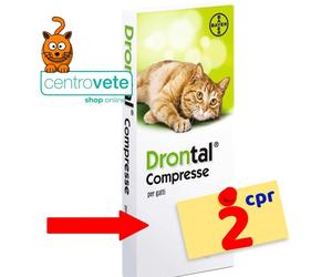 Bayer DRON-TAL 2 compresse Gatto →Combatte parassiti intestinali Gatti Vermifugo