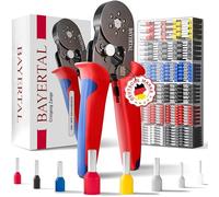 Bayertal® pinza crimpatrice con 2000 puntalini inclusi, crimpatura a quattro lati per cavi e fili 0,25-10 mm². Utensile professionale per elettricisti e fai-da-te.