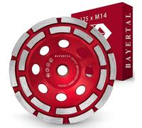 BAYERTAL® Tazza diamantata 125 mm x M14 - Diamanti industriali robusti a doppia fila - Disco diamantato - Compatibile con smerigliatrici angolari & Flex - Tazza Ø 125 mm