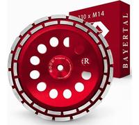 BAYERTAL® Tazza diamantata 230 mm x M14 - Diamanti industriali robusti a doppia fila - Disco diamantato - Compatibile con smerigliatrici angolari & Flex - Tazza Ø 230 mm