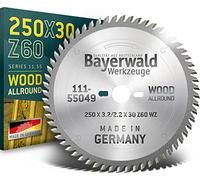 Bayerwald HM - Lama per sega circolare Ø 250 mm x 30 mm x 60 Z (per legno tenero, legno duro, ecc.)