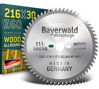 Bayerwald - Lama per sega circolare HM per legno, Ø 216 mm x 2,6 mm x 30 mm, WZ negativo (60 denti), per seghe troncatrici e oblique, NL: 2/7/42