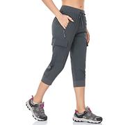 BAYGE Pantaloni da Trekking Estivi Leggeri e Traspiranti per Donna, Pantaloni Cargo 3/4, Resistenti all'Acqua e al Vento, Funzionali, Asciugatura Rapida, con Tasche con Cerniera, Grigio, S