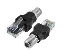 BaYiToo 2 adattatori da RF a RJ45, convertitore coassiale da femmina di tipo F a RJ45 maschio, adattatore coassiale a Ethernet, per tester di cavi (nero)