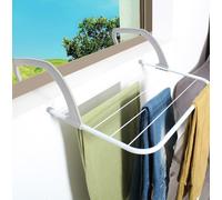 BAYLI 68 cm Stendibiancheria Termosifone da Balcone Bianco Metallo Pieghevole