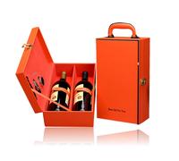 BAYLI Set Sommelier Per 2 Bottiglie in Set da 3 Pezzi, Arancione, In Ecopelle