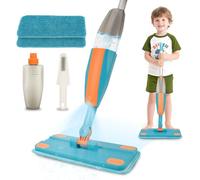 BAYMI Mopa Spray per Bambini - Set Giocattolo per Pulizia con Spruzzatore d'Acqua Reale e 2 Panni Lavabili - Mini Mopa Montessori Educativo per Bambini dai 3 Anni in Su