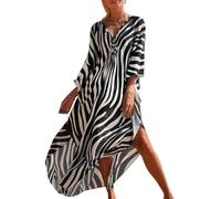 Baynetin Donna Kaftan Abito Copricostumi Spiaggia Floreale Bohémien Vestito Mare Taglia Grande Maxi Kimono Beach Bikini Cover ups Casual Caftano Loungewear Costume da Bagno Coprire (Striscia)