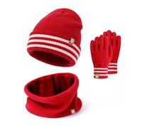 Baynetin Set Invernale 3-in-1 Bambini | Cappello Termico + Sciarpa in Pile & Guanti Touchscreen (4-10Anni) - Completo Antivento con Rivestimento Morbido, Ideale per Sci/Giochi sulla Neve (Bordeaux)