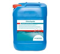 Bayrol Chloriliquide 20 L cloro liquido di alta qualità per impianti di dosaggio per piscine, contiene squestrazione contro la rottura precoce di pompe, valvole di vaccinazione e tubi di dosaggio, blu