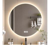 Bayt Specchio bagno con luce LED, specchio da parete rotondo 60 cm | Retroilluminato, antiappannamento con riscaldamento, dimmerabile, 6000 K, tondo senza cornice per trucco e camera