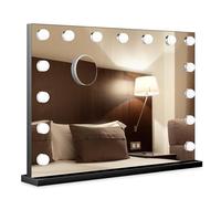 Bayt Specchio Hollywood con Luci LED - Specchio Trucco Nero 80x60 cm con 18 Lampadine Dimmerabili, 3 Tonalità di Luce (calda, fredda, naturale), Touch Screen & Specchietto Ingranditore 10x